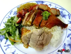 鴨腿拼叉燒飯