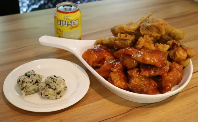 內用就先來這三樣 半半炸雞 韓式手作飯團 米釀